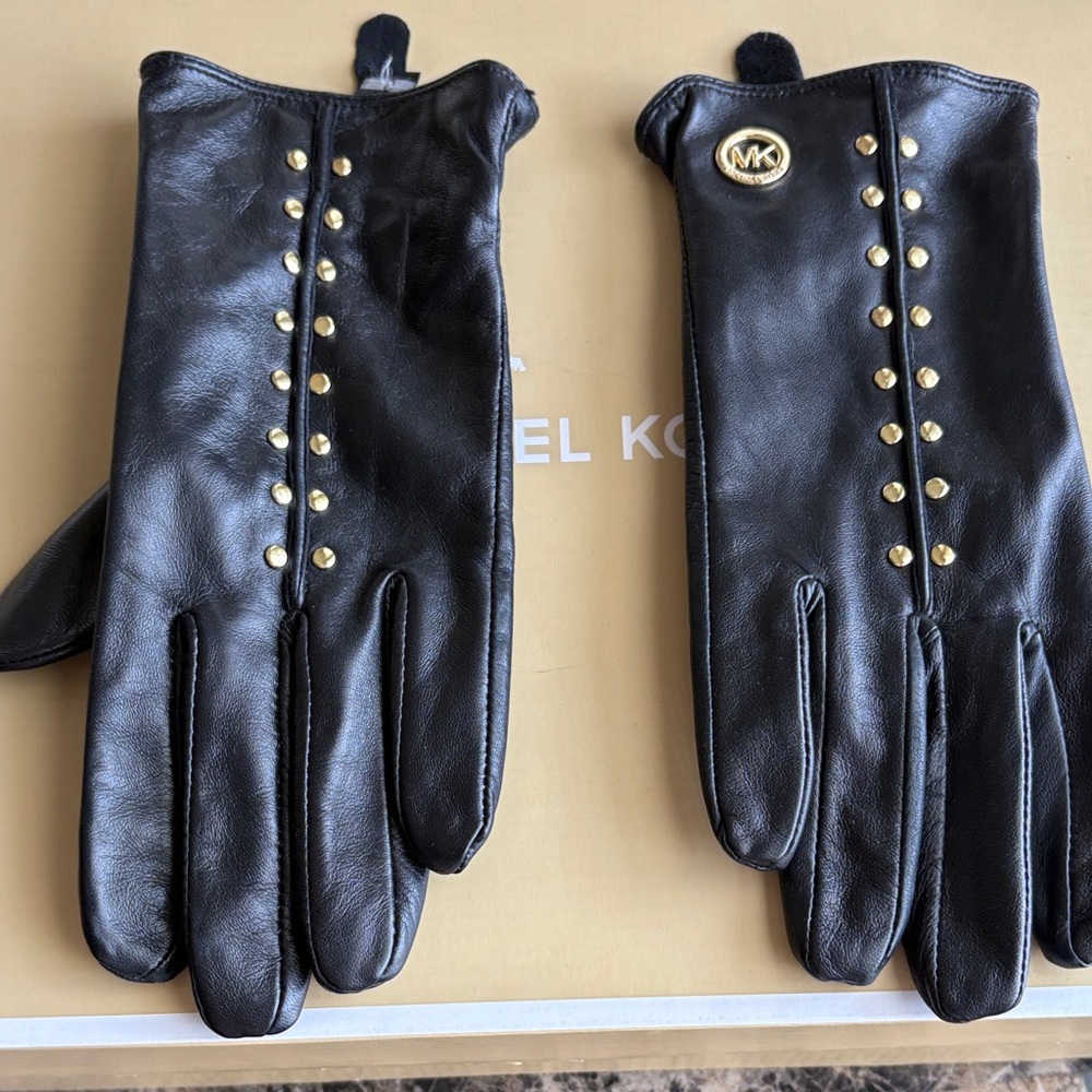 Michael Kors Black Gloves with Gold Accents